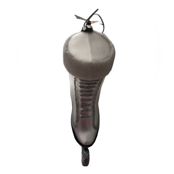 GLASS FIGURE SKATE ORNAMENT WITH SILVER GLITTER - Picture 4 of 13